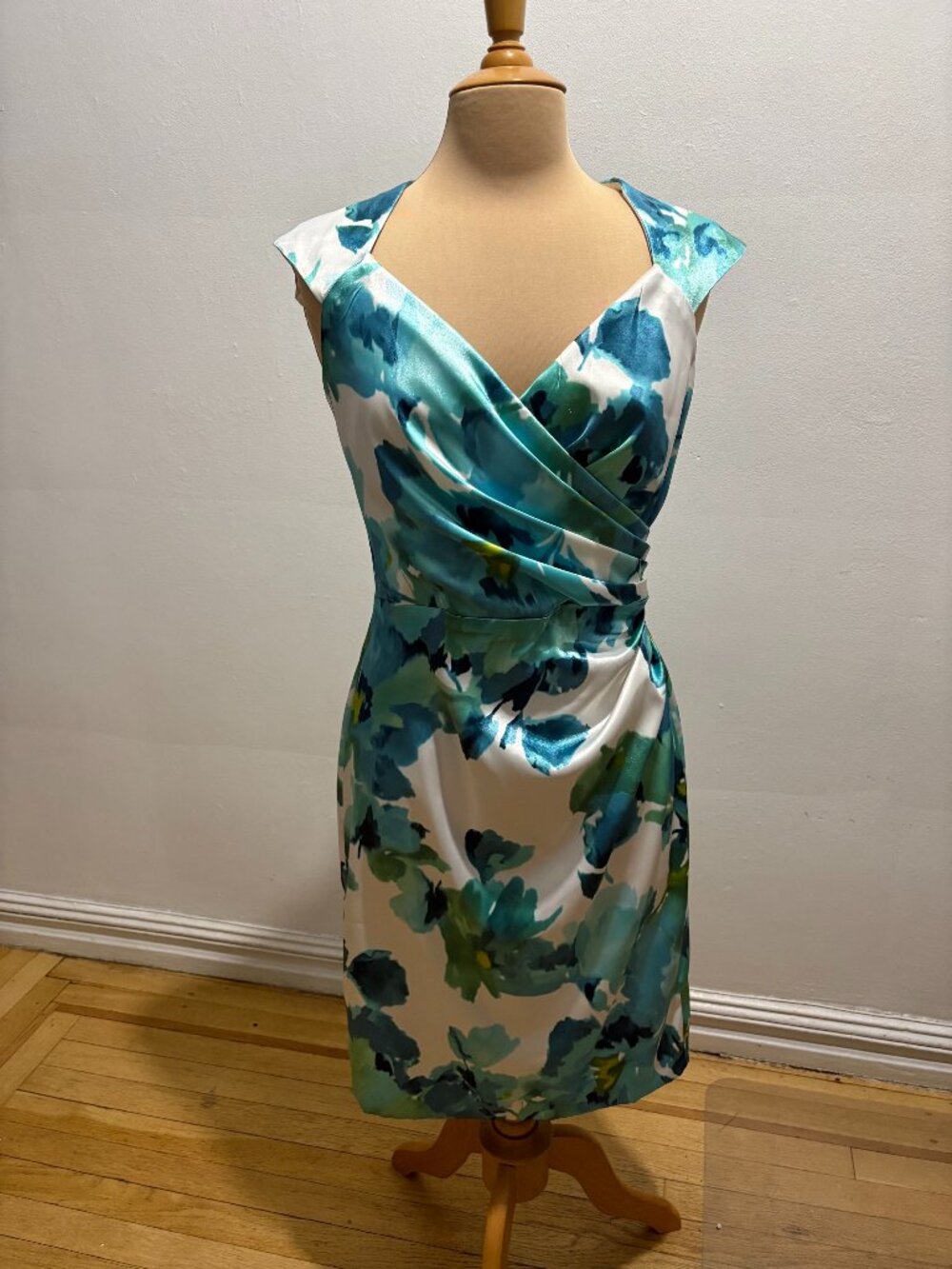 Suite 7 sleeveless wrap front mini dress in abstract floral satin